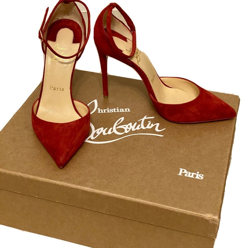 Christian Louboutin Uptown 100 Carmin Red Suede 36
